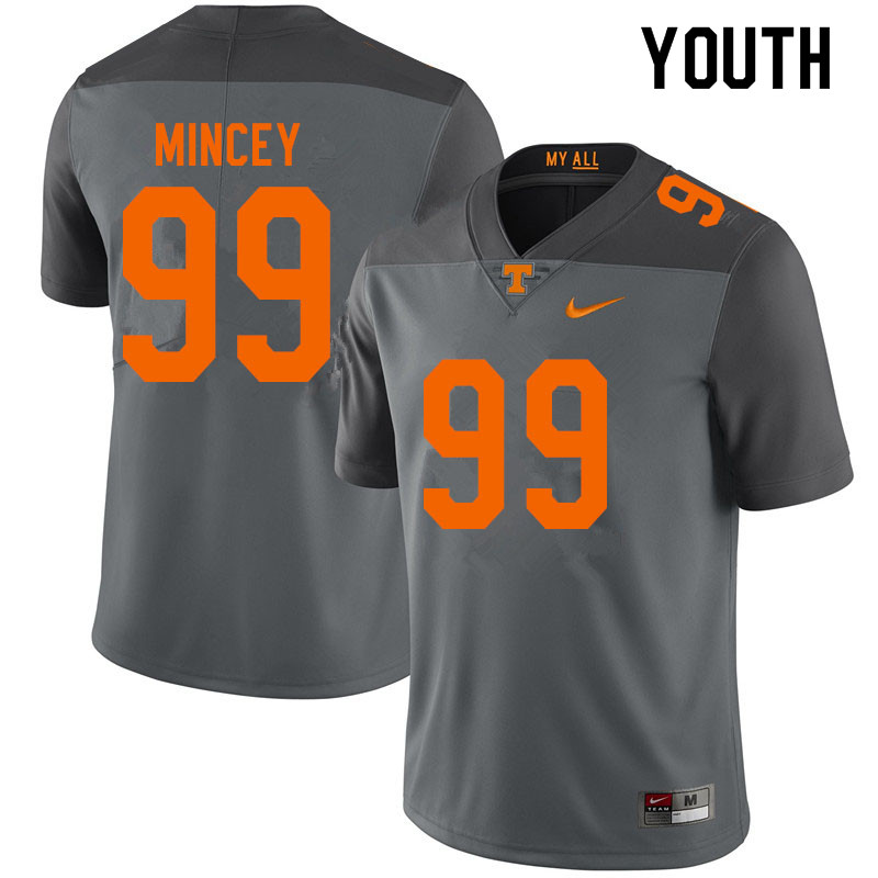 Youth #99 John Mincey Tennessee Volunteers College Football Jerseys Sale-Gray